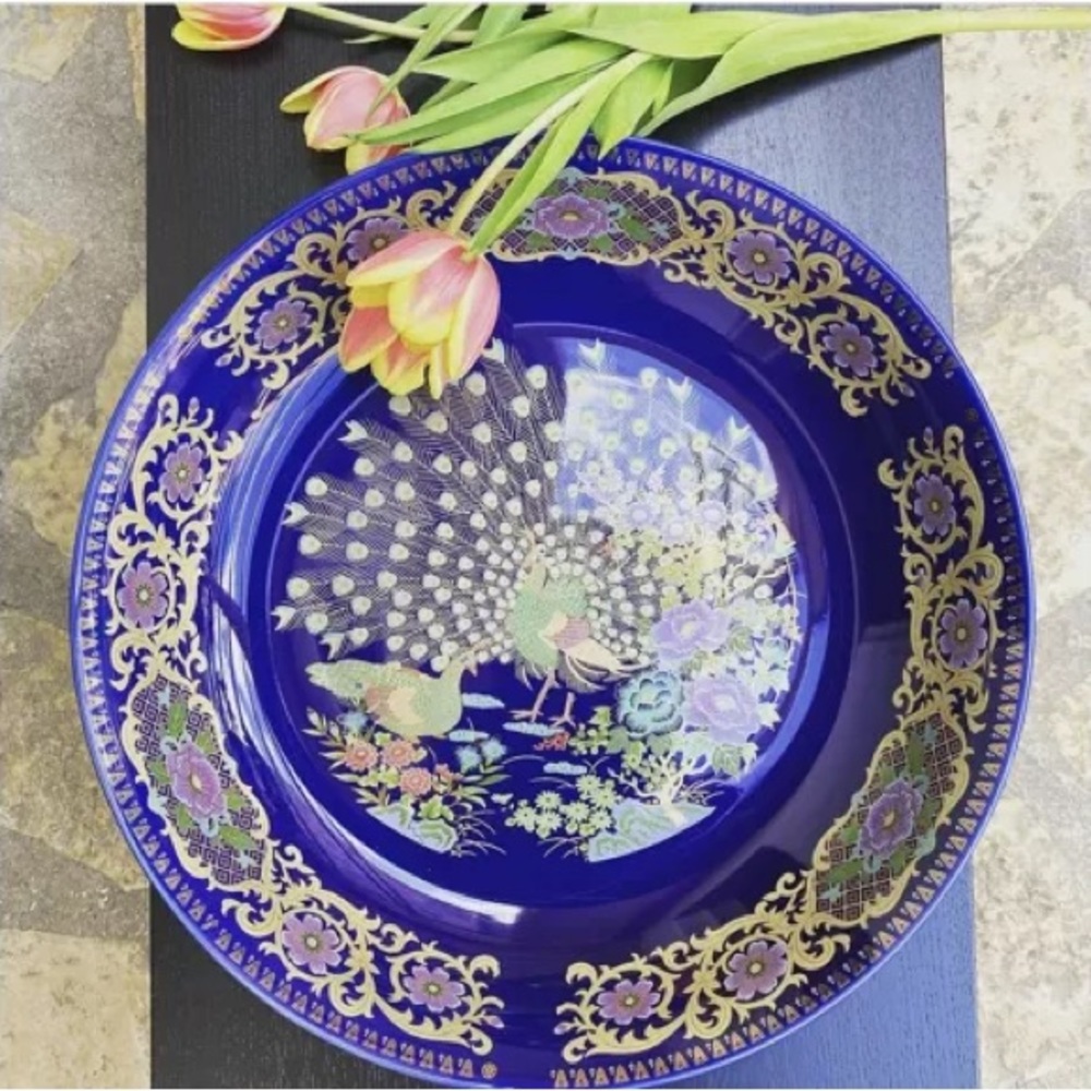 Ceramic China blue and gold plate big